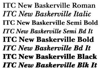 ITC New Baskerville ITC Complete Family Pack Weights