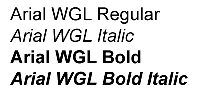 Arial WGL Weights