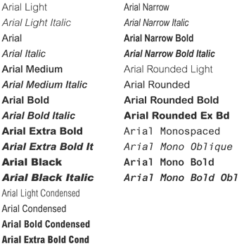Arial Complete Weights