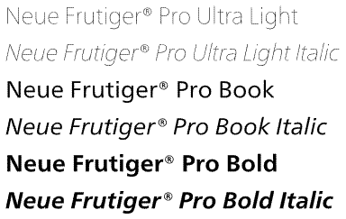 Neue Frutiger Pro Basic 1 Pack Weights