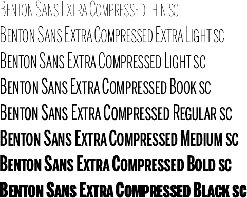 Benton Sans Extra Compressed Small Caps Volume