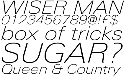 Linotype Univers® Com 241 Extended Thin Italic