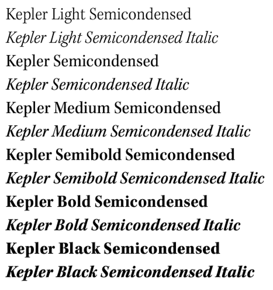 Kepler Semicondensed Volume