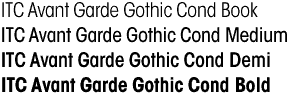 ITC Avant Garde Gothic Condensed Family Weights