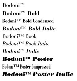 Bodoni Complete Family Pack Weights