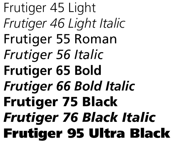 Linotype Frutiger font family