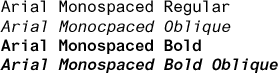 Arial Monospaced Volume Weights