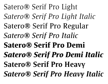 Satero Serif Pro Complete Family Pack Weights