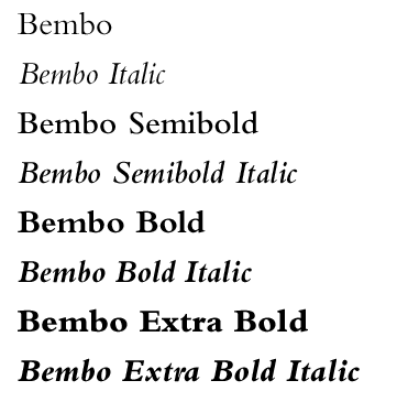 Bembo Complete Weights