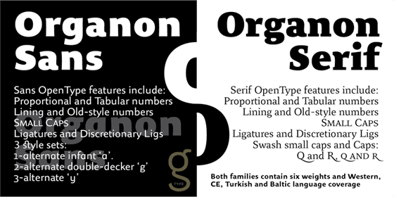 G-Type Organon Sans & Serif font families