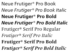 Neue Frutiger Pro + Serif 1 Pack Weights