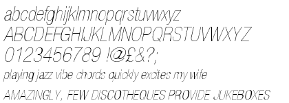 Neue Helvetica&trade; Std 27 Ultra Light Condensed Oblique